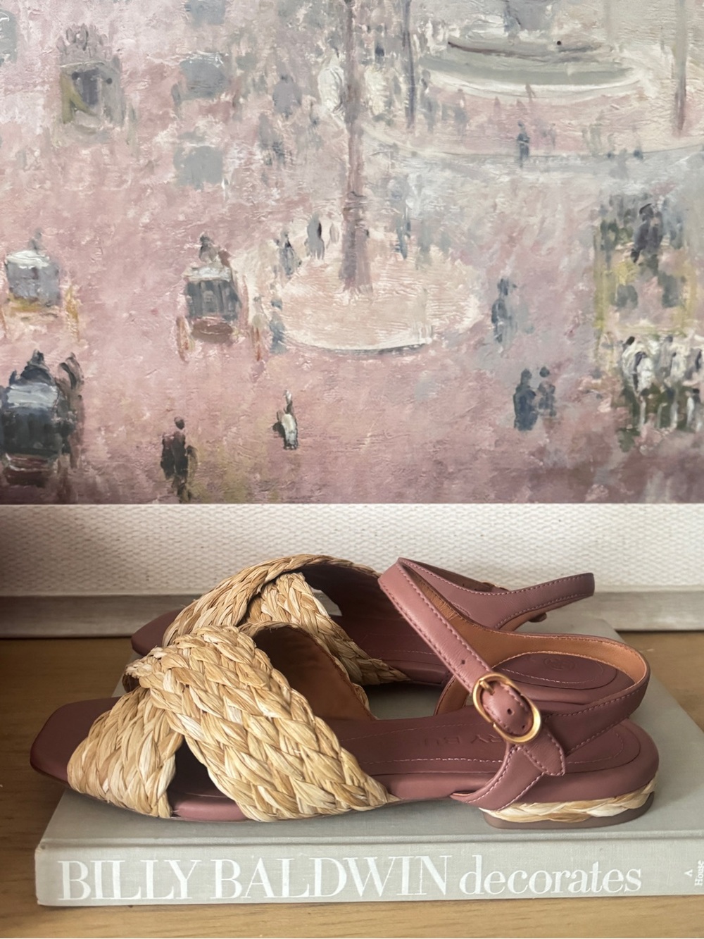 Tory Burch Elegant Woven Raffia Strap Leather Sandals - 9.5 - Picture 6 of 7